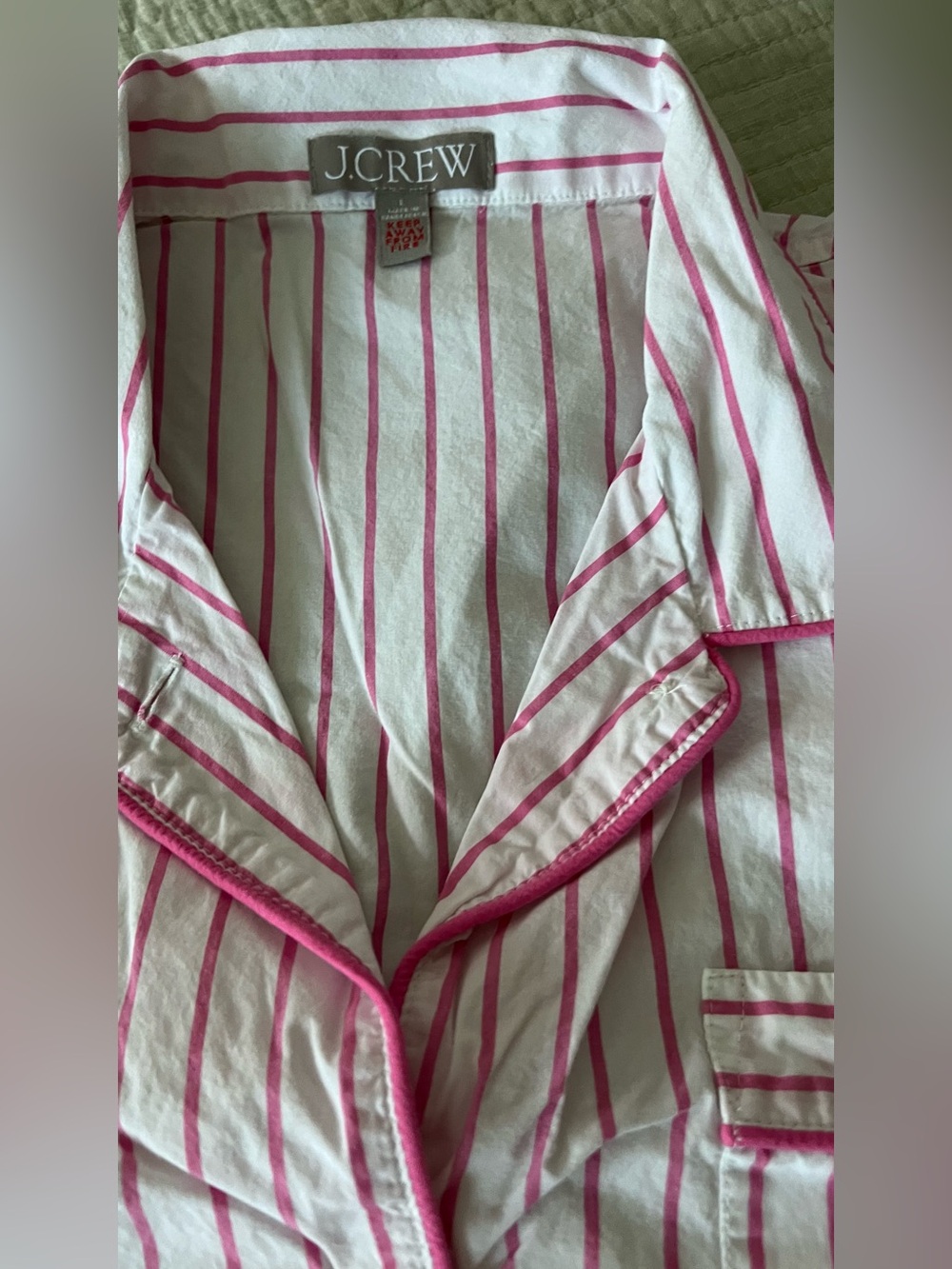 J. Crew White Pajama Set with Pink Stripes - Picture 5 of 10